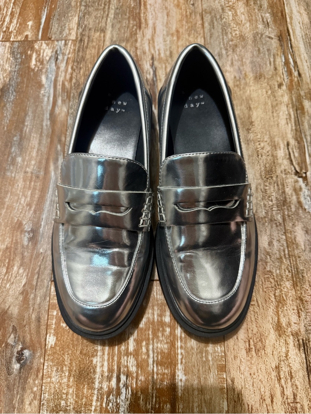 a new day Metallic Silver Penny Loafers